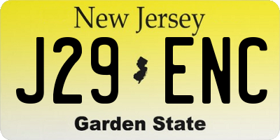 NJ license plate J29ENC