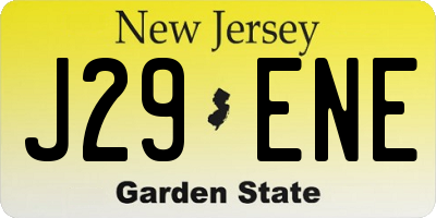 NJ license plate J29ENE