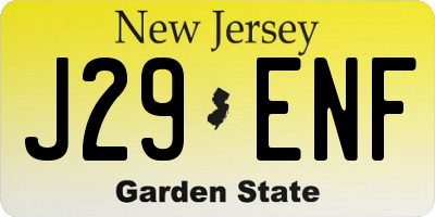 NJ license plate J29ENF