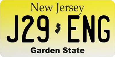 NJ license plate J29ENG