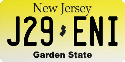 NJ license plate J29ENI
