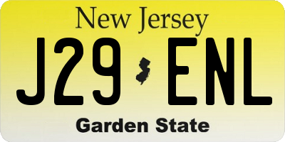 NJ license plate J29ENL