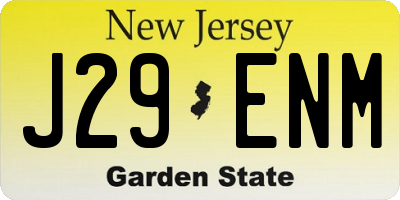 NJ license plate J29ENM