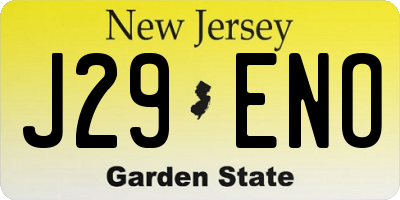 NJ license plate J29ENO