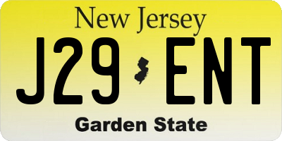 NJ license plate J29ENT