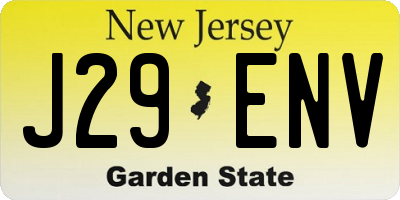 NJ license plate J29ENV