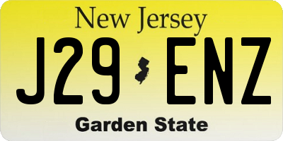 NJ license plate J29ENZ