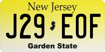 NJ license plate J29EOF