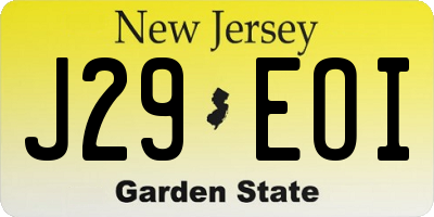 NJ license plate J29EOI