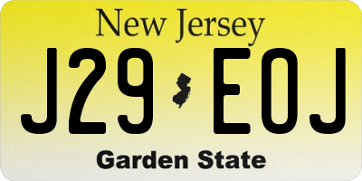 NJ license plate J29EOJ