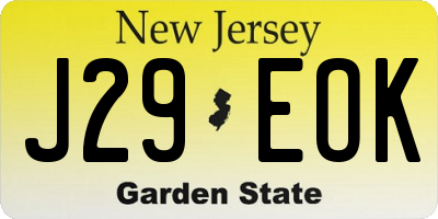 NJ license plate J29EOK