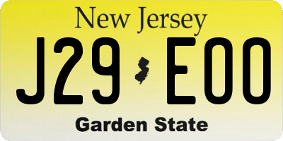 NJ license plate J29EOO