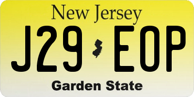 NJ license plate J29EOP