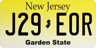 NJ license plate J29EOR