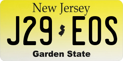 NJ license plate J29EOS