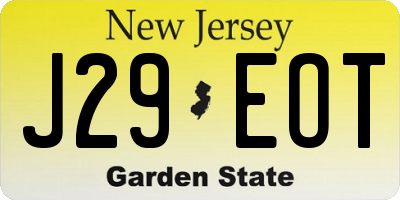 NJ license plate J29EOT