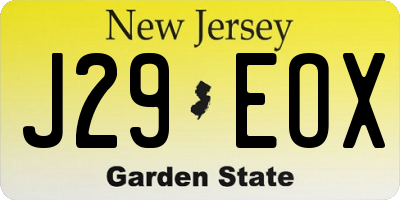 NJ license plate J29EOX