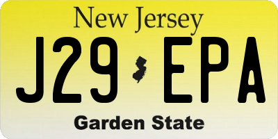 NJ license plate J29EPA