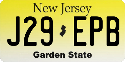 NJ license plate J29EPB