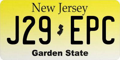 NJ license plate J29EPC