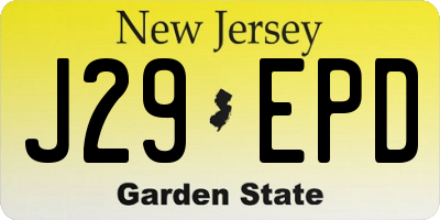 NJ license plate J29EPD