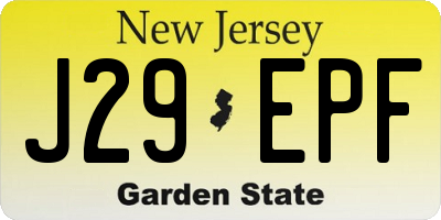 NJ license plate J29EPF