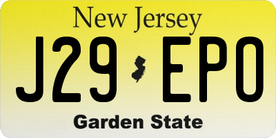 NJ license plate J29EPO