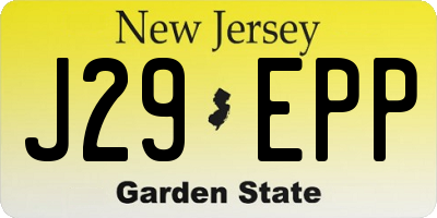 NJ license plate J29EPP