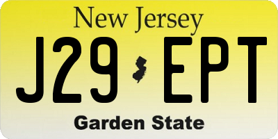 NJ license plate J29EPT