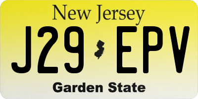 NJ license plate J29EPV