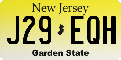 NJ license plate J29EQH