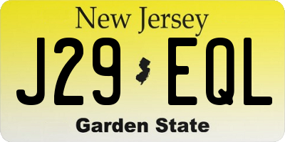 NJ license plate J29EQL