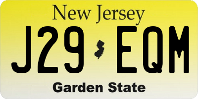 NJ license plate J29EQM
