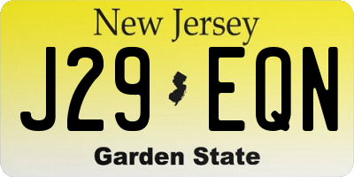 NJ license plate J29EQN
