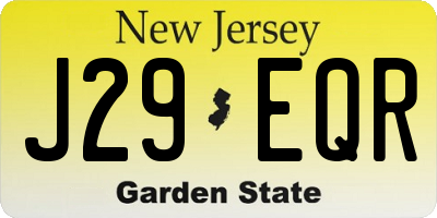 NJ license plate J29EQR