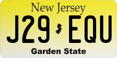 NJ license plate J29EQU