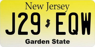 NJ license plate J29EQW