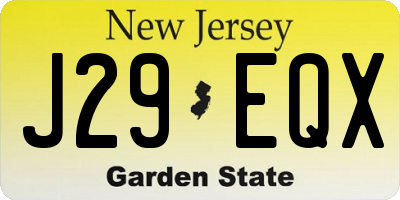 NJ license plate J29EQX