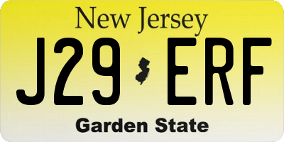 NJ license plate J29ERF