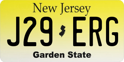 NJ license plate J29ERG