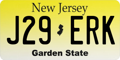 NJ license plate J29ERK