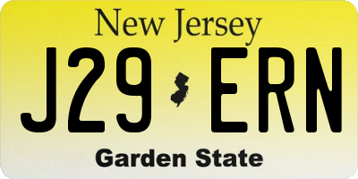 NJ license plate J29ERN