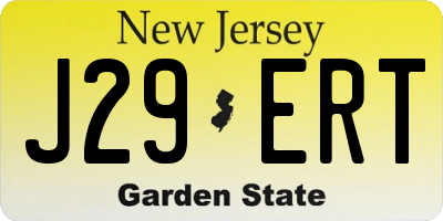 NJ license plate J29ERT