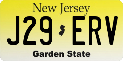 NJ license plate J29ERV