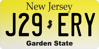 NJ license plate J29ERY