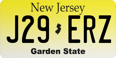 NJ license plate J29ERZ