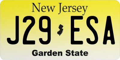 NJ license plate J29ESA