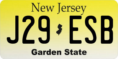 NJ license plate J29ESB