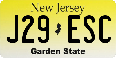 NJ license plate J29ESC