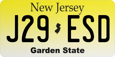 NJ license plate J29ESD